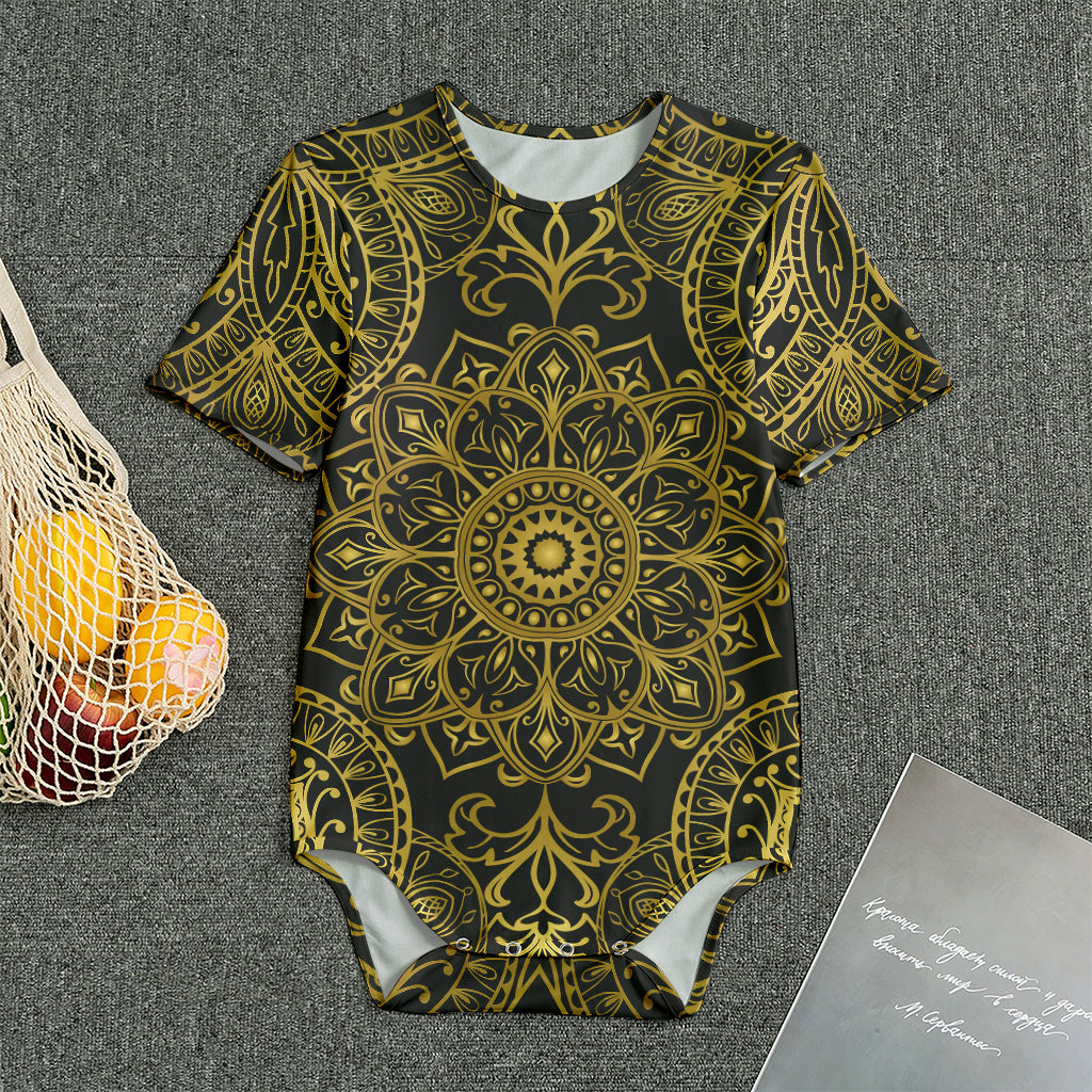 Gold And Black Mandala Print Men's Bodysuit