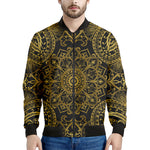 Gold And Black Mandala Print Men's Bomber Jacket