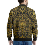 Gold And Black Mandala Print Men's Bomber Jacket
