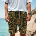 Gold And Black Mandala Print Men's Cargo Shorts