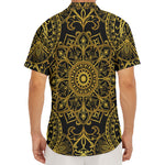 Gold And Black Mandala Print Men's Deep V-Neck Shirt