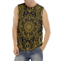 Gold And Black Mandala Print Men's Fitness Tank Top