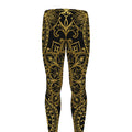 Gold And Black Mandala Print Men's Leggings