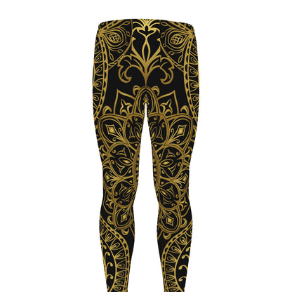 Gold And Black Mandala Print Men's leggings