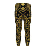 Gold And Black Mandala Print Men's leggings