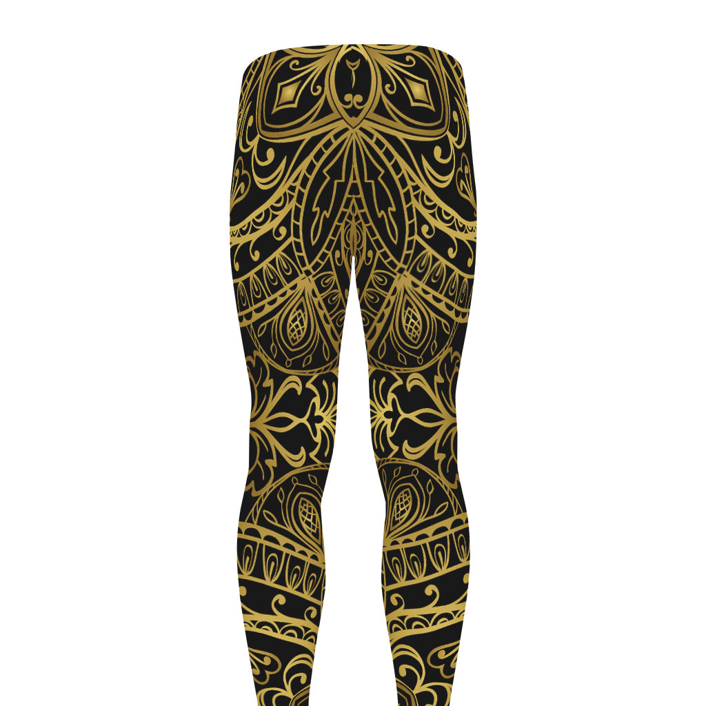 Gold And Black Mandala Print Men's leggings