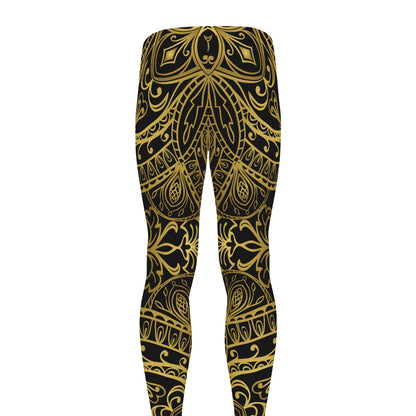 Gold And Black Mandala Print Men's leggings