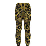Gold And Black Mandala Print Men's leggings