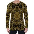 Gold And Black Mandala Print Men's Long Sleeve T-Shirt