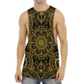 Gold And Black Mandala Print Men's Muscle Tank Top