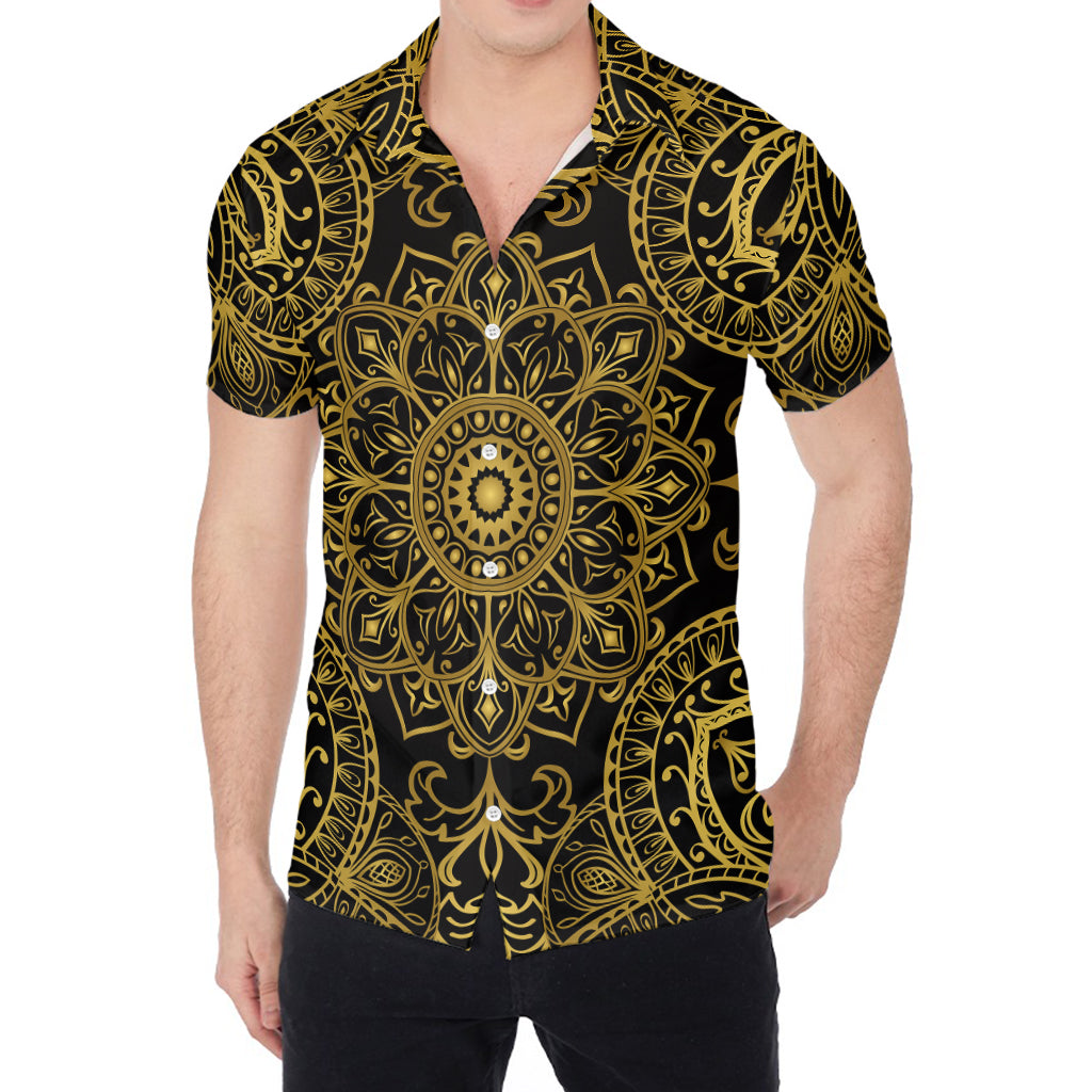 Gold And Black Mandala Print Men's Shirt