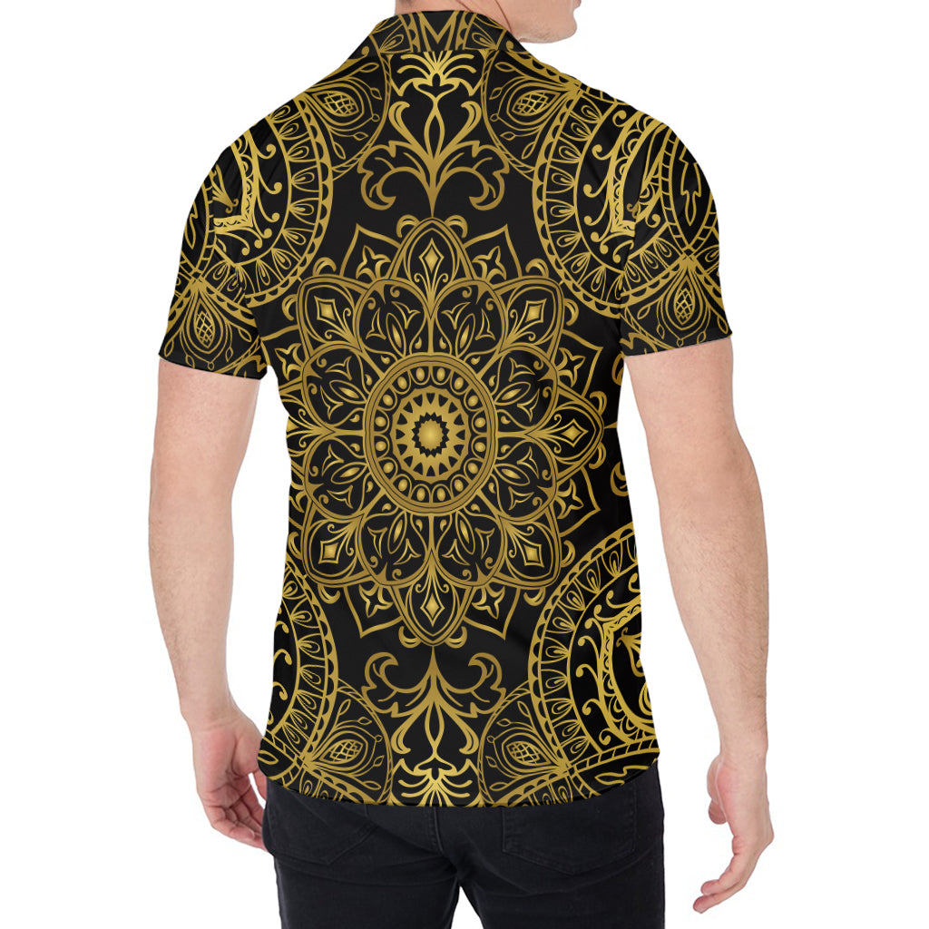 Gold And Black Mandala Print Men's Shirt
