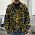 Gold And Black Mandala Print Men's Shirt Jacket