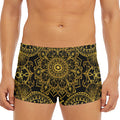 Gold And Black Mandala Print Men's Short Boxer Briefs