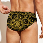 Gold And Black Mandala Print Men's Swim Briefs