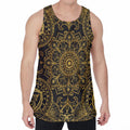 Gold And Black Mandala Print Men's Velvet Tank Top