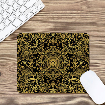 Gold And Black Mandala Print Mouse Pad