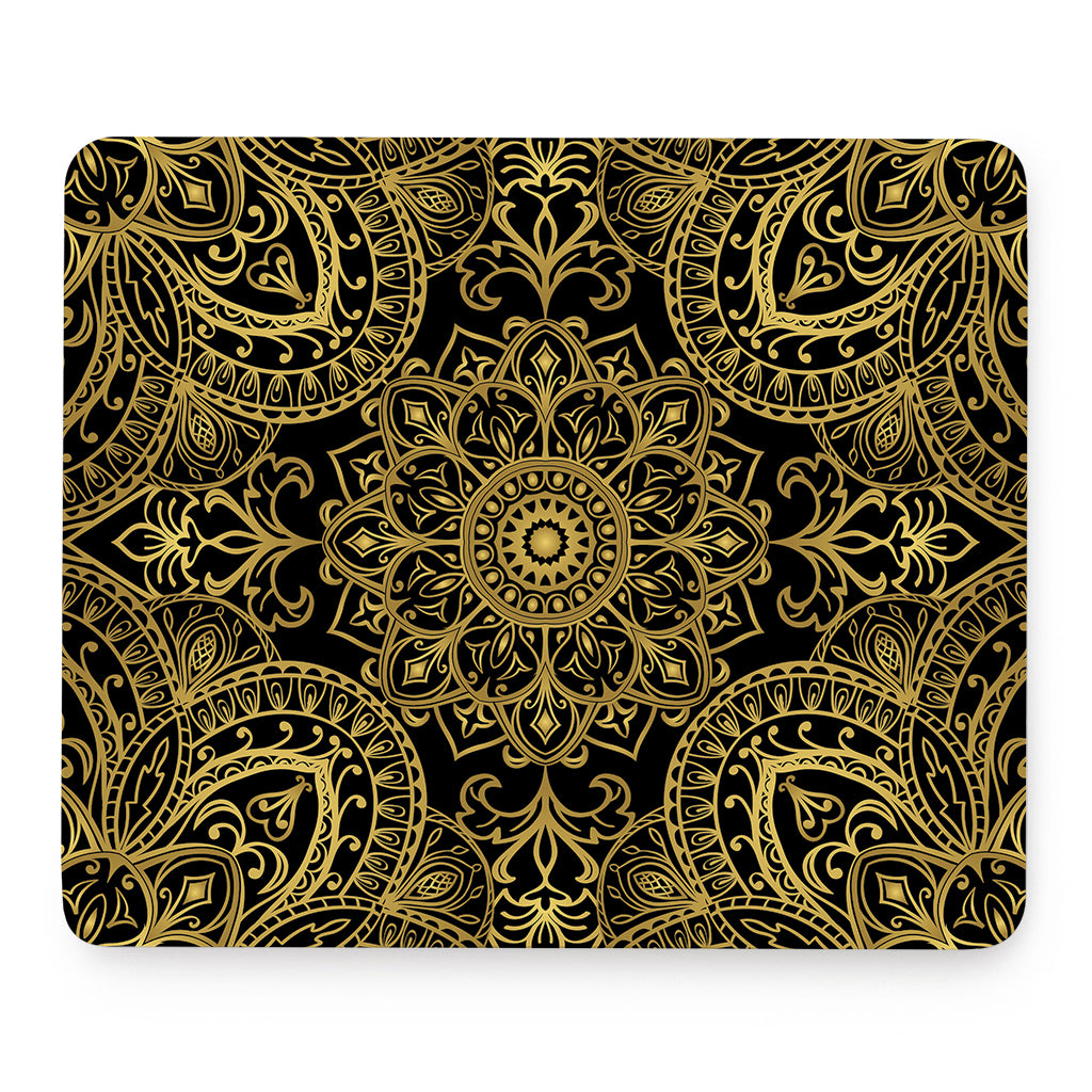 Gold And Black Mandala Print Mouse Pad