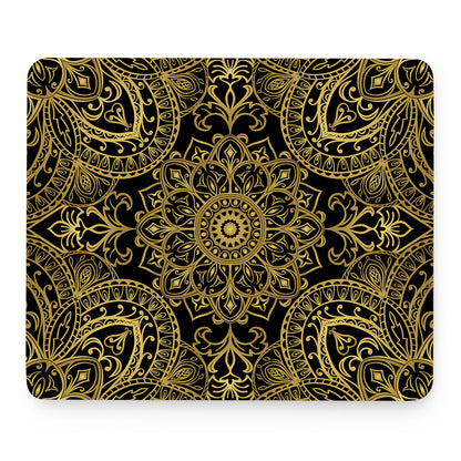 Gold And Black Mandala Print Mouse Pad