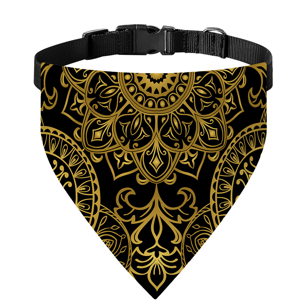 Gold And Black Mandala Print Over The Collar Dog Bandana