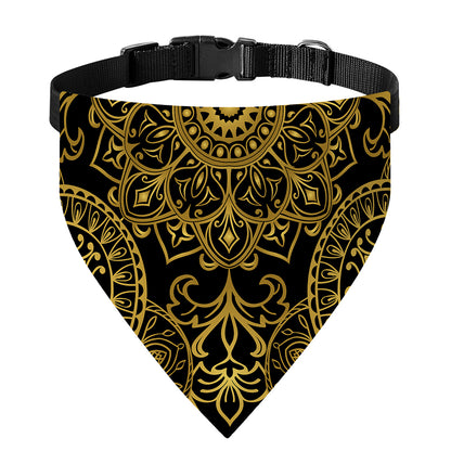 Gold And Black Mandala Print Over The Collar Dog Bandana