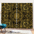 Gold And Black Mandala Print Pencil Pleat Curtains