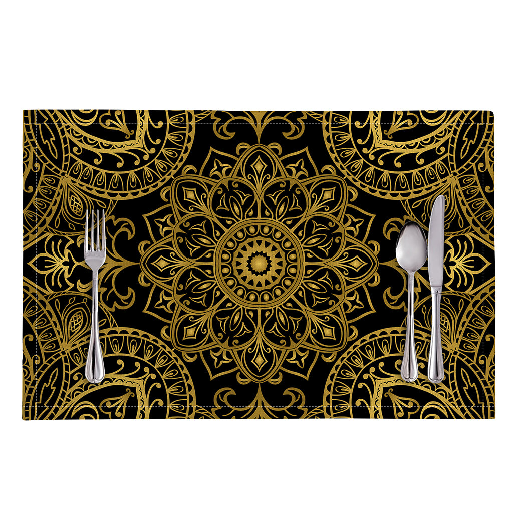 Gold And Black Mandala Print Placemat