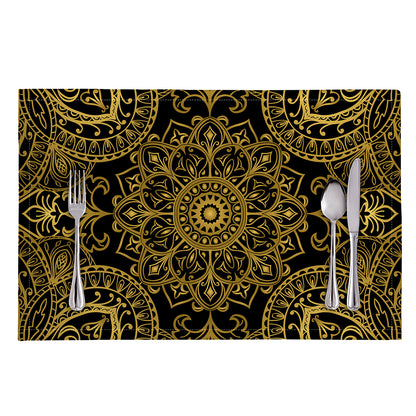 Gold And Black Mandala Print Placemat