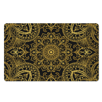 Gold And Black Mandala Print Polyester Doormat