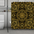 Gold And Black Mandala Print Polyester Shower Curtain