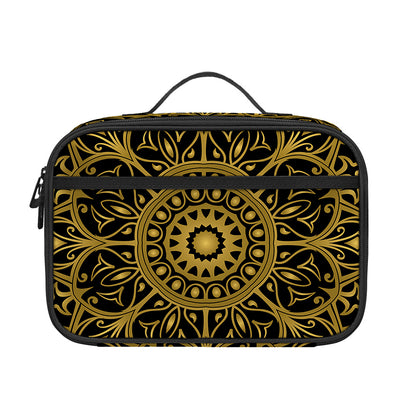 Gold And Black Mandala Print Portable Lunch Bag