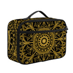 Gold And Black Mandala Print Portable Lunch Bag