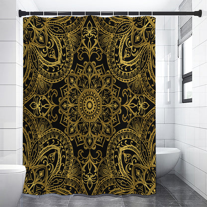 Gold And Black Mandala Print Premium Shower Curtain
