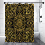 Gold And Black Mandala Print Premium Shower Curtain