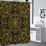 Gold And Black Mandala Print Premium Shower Curtain
