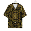 Gold And Black Mandala Print Rayon Hawaiian Shirt