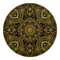 Gold And Black Mandala Print Round Blanket
