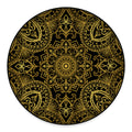 Gold And Black Mandala Print Round Floor Mat