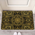 Gold And Black Mandala Print Rubber Doormat