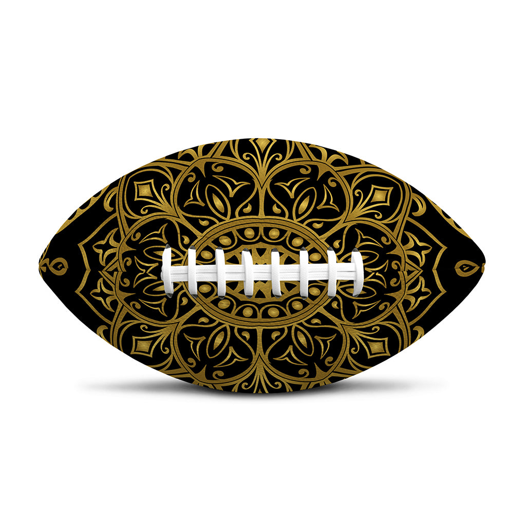 Gold And Black Mandala Print Rugby Ball