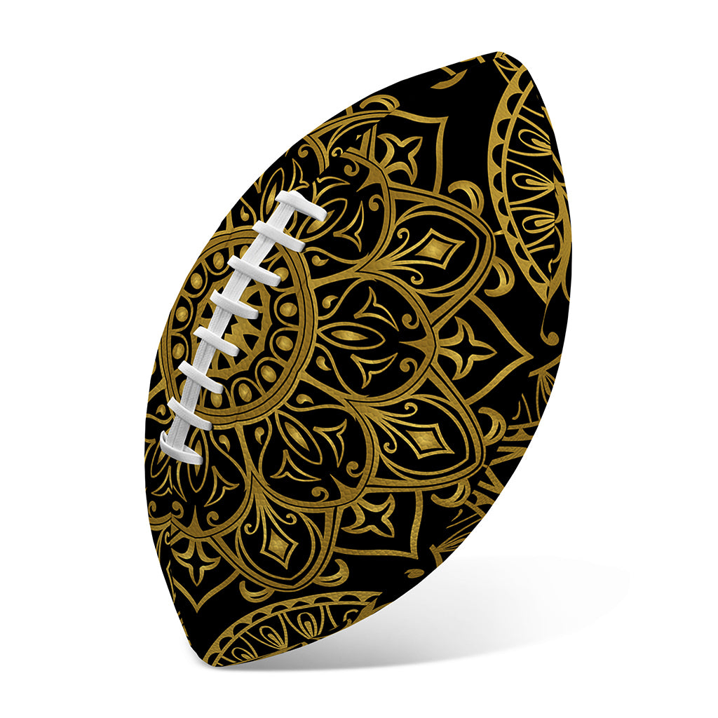 Gold And Black Mandala Print Rugby Ball