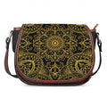 Gold And Black Mandala Print Saddle Bag