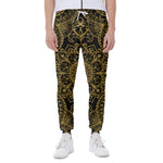 Gold And Black Mandala Print Scuba Joggers