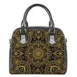 Gold And Black Mandala Print Shoulder Handbag
