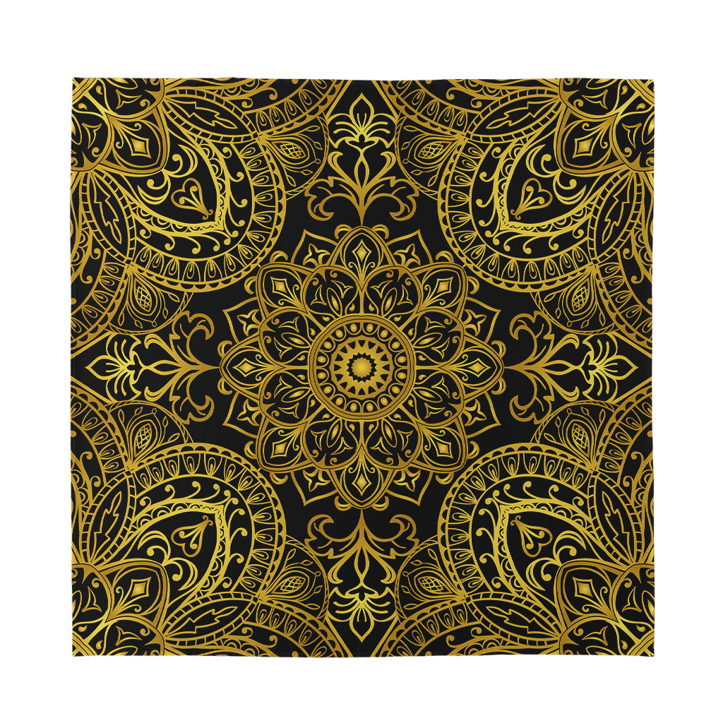 Gold And Black Mandala Print Silk Bandana