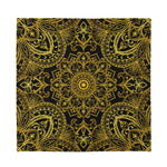 Gold And Black Mandala Print Silk Bandana
