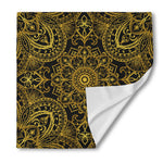 Gold And Black Mandala Print Silk Bandana