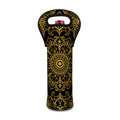 Gold And Black Mandala Print Single Neoprene Wine Tote