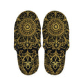 Gold And Black Mandala Print Slippers