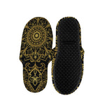 Gold And Black Mandala Print Slippers